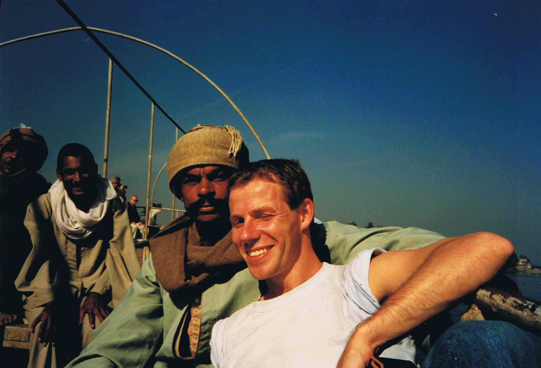 Jerry & new best friend, Feluca journey, River Nile, Egypt - 1986